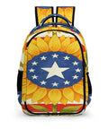Front view of American Sunflower Flag Printed Unisex Backpack with Large Capacity, Durable Polyester Everyday Daypack.