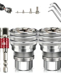 Two Pack Adjustable Universal Socket Wrench Tool Set Featuring 10mm To 19mm Adapters in silver, 3/8 inch drive compatible.