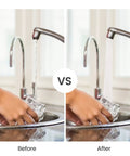 Comparison of water flow in faucet before and after using 33-Series Industrial Water Pressure Pump 115V 3.3 GPM 45 PSI