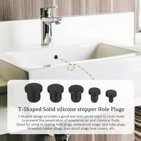 50 Piece Silicone Rubber Hole Plug Kit With 5 Sizes 4mm 5.5mm 7.5mm 8.3mm 9.5mm T Shaped Plugs High Temp Waterproof Sealing