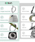 Comparison of stainless steel garden hose features: tangle-free, anti-puncture; avoids kinks, rust, leaks; stored compactly