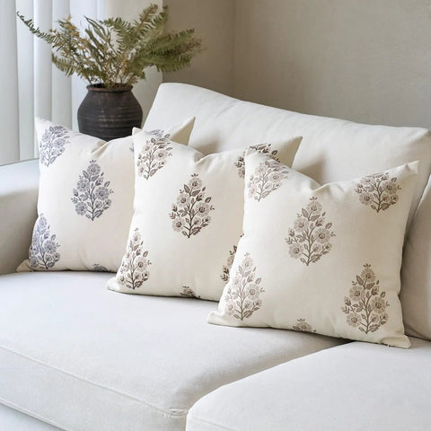 Decorative Floral Pillow Covers 18x18 Inch Set Of 2 For Couch Brown Neutral 2 Pack Cover Only For Sofa Or Chair Decor With Easy Care Fabric And Durable Sewn Edges For Cozy Home Vibe, floral pillow covers on sofa
