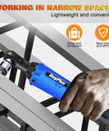 Person using Cordless 12V 3/8 Inch Ratchet Wrench Kit With Dual 1500mAh Batteries for narrow space task