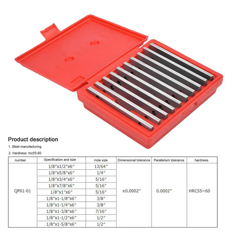 Pro Grade 10 Pairs 1/8 Inch Precision Parallel Steel Set With 0.0005 Inch Accuracy For Machinists, Great For Drilling, Milling, Jigs, And Tight Workpiece Alignment