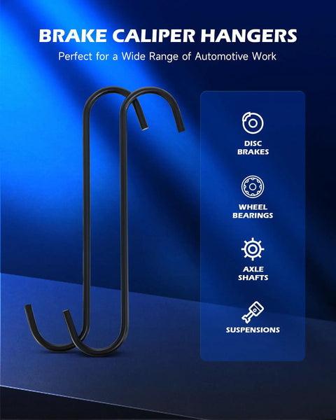 Brake caliper hangers part of 24 Piece Brake Caliper Compression Tool Set For Universal Disc Brakes With Piston Wind Back Kit And Blue Case DIY Friendly Heavy Duty Caliper Piston Compressor Tool Kit For Brake Pad Replacement By Orion Motor Tech