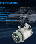 High Output Ac Compressor With Clutch 4920Ac, front view, aluminum alloy, painted silver black, 7 groove pulley, 12V, belt driven.