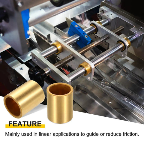 Premium Eight Piece Sintered Bronze Sleeve Bearings With Self Lubricating Cores And Wide Temp Tolerance For Heavy Duty Rig Maintenance And Smooth High Speed Projects That Nail Every Mechanical Build Without Any Grease Head Hassles, showcasing two bearing sleeves in a linear application.