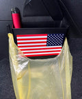 Jeep Gladiator And Wrangler Center Console Organizer with USA flag design and yellow bag, part of 3 Piece Kit, for JL JLU 2018 2026.