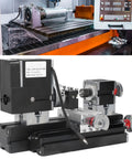 Baxnore Mini Lathe Kit, High Speed 12000RPM Metal Rotating Lathe With Drill Chuck, CNC machine parts close-up view.