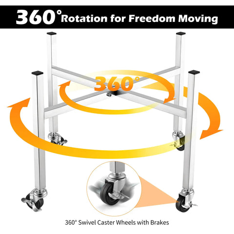 Firepit Stand With 360 Degree Swivel And Locking Wheels Stainless Steel Elevating Stand For 19.5 To 27 Inch Fire Pits