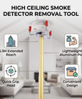 Heavy Duty Telescoping Smoke Detector Removal Pole With A Slick Twist Grip And Massive Reach Out To Five Point Three Meters in a living room setting.