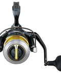 Stella SW D Spinning Reels For Saltwater Fishing With XX Tough Drag Technology front view, showing gold spool and durable construction