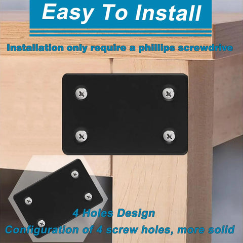 Heavy Duty Black Mending Plates 50 Pack 3.15X1.5 Inch Stainless Steel Joining Brackets for easy installation on wood.