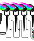 4 In 1 RGBW Low Voltage Landscape Lighting Kit With Plug In Transformer for Yard And Garden IP65 Waterproof LED Spot Lights