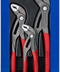 Cobra Pliers Set Three Piece High Tech Water Pump Pliers With Grey Atramentized Finish And Non Slip Handles In A Durable Plastic Tray