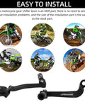 Beefy Folding CNC Gear Shifter Lever For KLX110 KLX110L KLX110R 2010 to 2023 with easy installation demonstration on dirt bikes