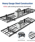 Two Pack 1x4 Foot Wall Shelf Garage Storage Rack Wall Mounted Floating Shelves Black Classic Series Heavy Duty Steel Construction Supports Up To 300 Lbs Total For Garage Pantry Kitchen Organization, heavy gauge steel wire grid with 450 lb load