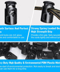 Durable POM Plastic Cord Locks Set with Single Hole Spring Toggles for Shoelaces, Drawstrings, Paracord, Bags and Clothing