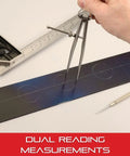 Pro Grade Toolmakers Spring Type Caliper And Divider With Bow Spring And Hardened Fulcrum Stud 6 Inch in use for precise marking on metal sheet