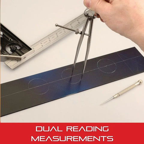 Pro Grade Toolmakers Spring Type Caliper And Divider With Bow Spring And Hardened Fulcrum Stud 6 Inch in use for precise marking on metal sheet