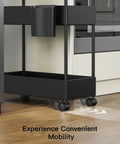 Slim 3 Tier Rolling Storage Cart On Wheels For Narrow Spaces Ideal For Bathroom Kitchen Laundry Room Black Space Saver Organizer With Easy Glide Wheels