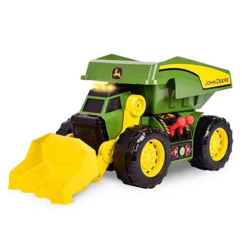 Motorized Dig Rig 2 In 1 Toy Dump Truck And Front Loader With Realistic Lights And Sounds Dual Joystick For Kids 3 Plus