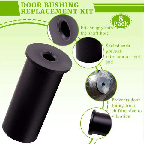 8 Piece Door Bushing Kit For Pioneer UTV Doors, Easy Rattle Fix, close-up of heavy-duty plastic bushings and seals