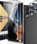 Galaxy S22 Ultra Screen Protector and Lens Guard Bundle with 2 Screen Protectors, 2 Camera Lens Protectors, HD Tempered Glass