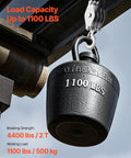 4400 Lbs Breaking Strength Rope Pulley Hoist With 100 Ft Rope 5 To 1 Lifting Power Beefy Heavy Duty Pulley System With Two Soft Loops Metal Wheels Bearing Structure Block And Tackle For Lifting Heavy Objects, 1100 lbs capacity