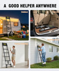 12.5ft Telescoping Aluminum Ladder, Heavy Duty 330 Lb Capacity, All Black, Triangular Stabilizers For Extra Stability, Non Slip Feet, Lightweight Yet Durable Extension Ladder For Home, Garage, And Job Site Go-To Workhorse. Outdoor use