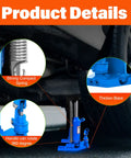 Premium Hydraulic Toe Jack Lift 20 Ton 44000 Lbs Heavy Duty Steel Auto Tool showing strong spring, 360-degree handle, and thickened base.