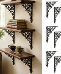Slick Vintage Black Shelf Brackets Rock Solid Cast Iron L Brackets With Timeless European Scroll Detail Heavy Duty for shelves.