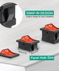 Red LED Boat Rocker Toggle Switch 12 to 24V SPST On Off 3 Pin 2 Position Snap Action 20A Built For Marine Boats Cars