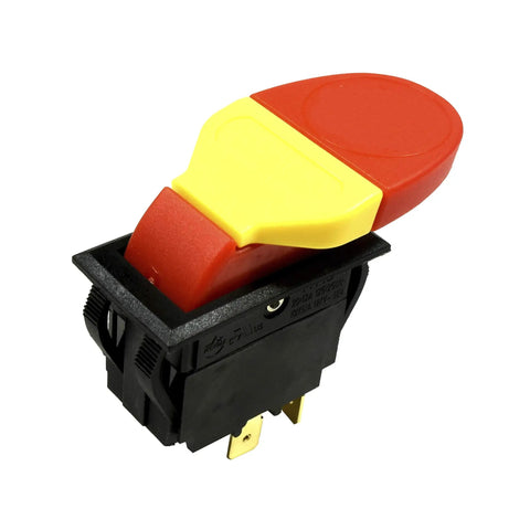 Top Shelf On Off Paddle Switch For Sears Craftsman 137 Table Saw And Drill Press With Removable Safety Key, red and yellow housing.