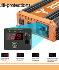 Heavy Duty 3000 W Dc To Ac Power Inverter With 6000 W Peak Surge and USB port showing multiple protection indicators.