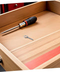 Heavy Duty M10x60 Stainless Steel Eye Bolts With Nuts And Washers installed with screwdriver on wooden drawer