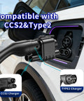 CCS2 To CCS1 EV Charger Adapter With DC And AC Dual Modes Bringing Hella Fast Charging Up To 1000V And 400A connecting to an electric car port.