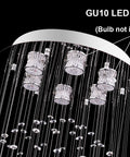 Totally Modern Fandelier Crystal Chandelier With White Finish and K9 Crystal Balls, showing GU10 bulb sockets