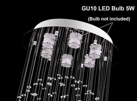 Totally Modern Fandelier Crystal Chandelier With White Finish and K9 Crystal Balls, showing GU10 bulb sockets