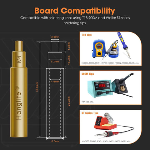 Dimensions of M4 Heat Set Threaded Inserts For 3D Printed Parts Brass Knurled Nuts With Insert Tip Soldering Iron Press Tool