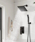 Brushed Nickel Shower System With 8 Inch Wall Mounted Rain Shower Head And Handheld Spray Valve And Trim Included For A Spa Like Upgrade