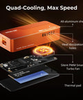 Straight Up Blazing Fast M.2 NVMe SSD Enclosure Built For Power Crews Who Want Zero Lag Data Transfers, showing aluminum casing and internal components.