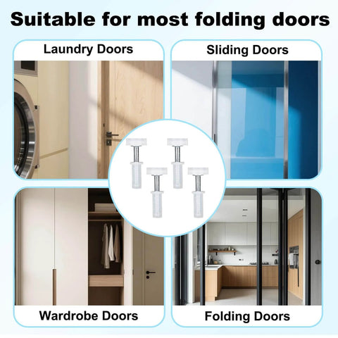 Four Pack Bi Fold Door Top Roller Guide Wheel And Pivot Kit With Seven Eighths Inch Spring Loaded Top Pivots for various doors