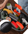 Large Cleaning Supplies Caddy Organizer Bin With Handle for Dorm Garden Bathroom Storage, holds spray bottles, sponges, scrubbers