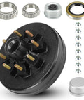 Beefed Up Heavy Duty Trailer Brake Drum Kit With Eight Hole 6.5 Inch Bolt Circle For 7000 Lbs Axles Replacement Brake Hub Drum