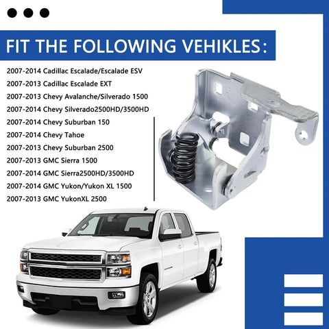 Heavy Duty Front Driver Side Lower Door Hinge Replacement For Chevy Silverado Tahoe Suburban And Gmc Sierra Yukon Cadillac Escalade close-up of hinge fitment details.