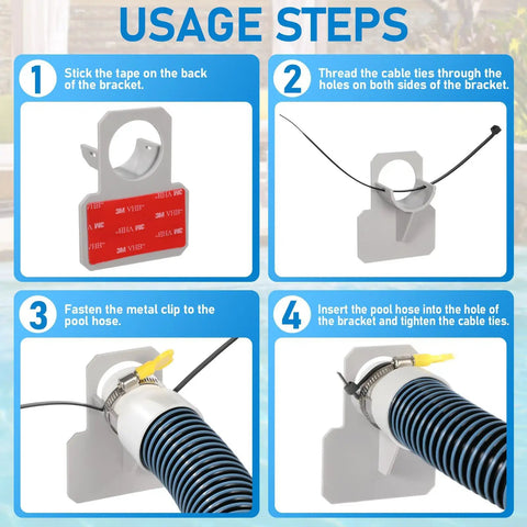 Installation steps for 2 Pack 1.25 Inch EVA Pool Pro Grade Hoses With 2026 Upgrade Flexible Tube Head And 2 Brackets