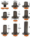 Rock Solid 120 Piece Chicago Screws Assorted Kit With Eight Mixed Screw Rivet Sizes Featuring Phillips Head Gun Metal Finish For Heavy Duty Leather Crafting And Quick Fix Diy Tool Chest Extras, assorted screw rivets with varying sizes.