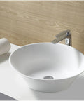 Above Counter Oval Vessel Sink In Matte White 21 Inch Made From 100 Percent Pure Acrylic Resin Non Porous Hygienic on counter