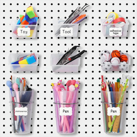 Versatile 95-Piece Pegboard Accessories Kit For Garage And Workshop With Hooks Cups Storage Baskets Clear Finish Organized Display